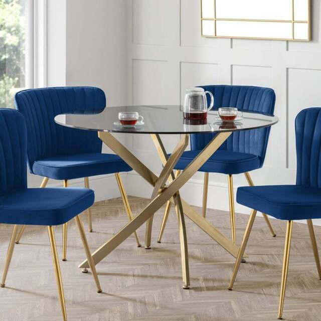 Julian Bowen Montero Metal and Glass 4 Seater Round Dining Table - Multi - Wilko - image 1