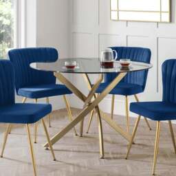 Julian Bowen Montero Metal and Glass 4 Seater Round Dining Table - Multi - Wilko - thumbnail 1