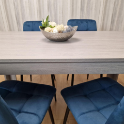 Portland 4 Seater Square Velvet Dining Table Set Arrow Grey and Blue - Wilko - thumbnail 3