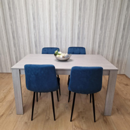 Portland 4 Seater Square Velvet Dining Table Set Arrow Grey and Blue - Wilko - thumbnail 7