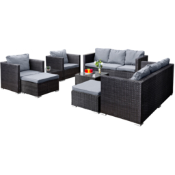 Oseasons Acorn 10 Seater Black Rattan Deluxe Lounge Sofa Set - Wilko - thumbnail 3