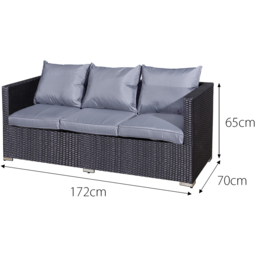 Oseasons Acorn 10 Seater Black Rattan Deluxe Lounge Sofa Set - Wilko - thumbnail 5