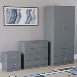 VIDA DESIGNS Riano Grey 3 Piece Bedroom Furniture Set - Wilko
