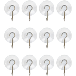 Shatchi Suction Cups with Metal Hooks 2.3cm 12 Pack - Size: 35 x 2.2 x 2.5cm - Clear - Wilko - thumbnail 3