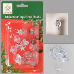 Shatchi Suction Cups with Metal Hooks 2.3cm 12 Pack - Size: 35 x 2.2 x 2.5cm - Clear - Wilko - thumbnail 4
