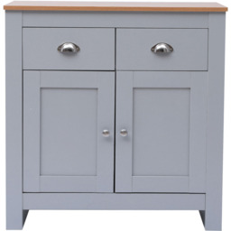 FurnitureHMD 2 Door 2 Drawer Grey and Oak Effect Wooden Sideboard - Size: 81 x 79 x 35cm - Wilko - thumbnail 4