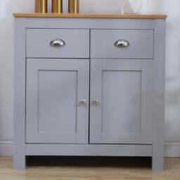 FurnitureHMD 2 Door 2 Drawer Grey and Oak Effect Wooden Sideboard - Size: 81 x 79 x 35cm - Wilko - thumbnail 1