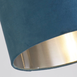 Lighting Collection Teal Silver Inner Velvet Drum Shade - Size: 18 x 28 x 28cm - Blue - Wilko - thumbnail 5