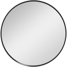 Portland Black Round Wall Mirror 61 cm - Size: 76 x 61cm - Wilko