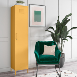 Novogratz Cache Single Door Yellow Metal Locker Storage Cabinet - Size: 184 x 38 x 40cm - Wilko