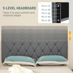Portland Double Adjustable Linen Headboard Bed Frame - Grey - Wilko - thumbnail 6
