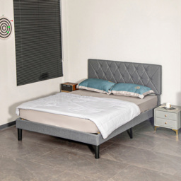 Portland Double Adjustable Linen Headboard Bed Frame - Grey - Wilko - thumbnail 3