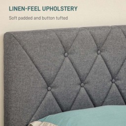 Portland Double Adjustable Linen Headboard Bed Frame - Grey - Wilko - thumbnail 5