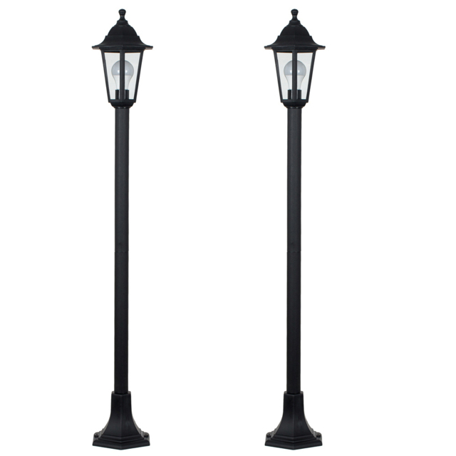 ValueLights Mayfair Set of 2 Black Warm White Bulb Bollard Lights - Size: 120 x 17 x 16.5cm - Wilko - image 1