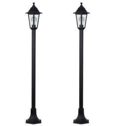 ValueLights Mayfair Set of 2 Black Warm White Bulb Bollard Lights - Size: 120 x 17 x 16.5cm - Wilko - thumbnail 1