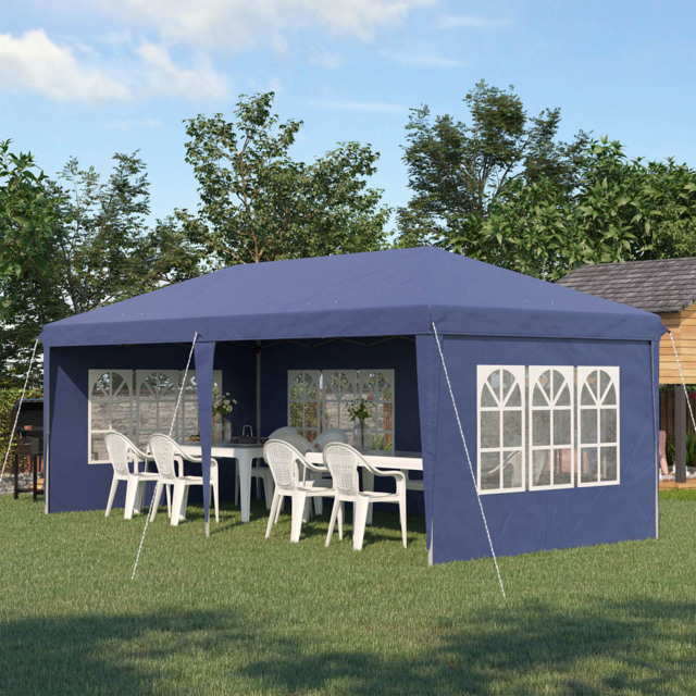 Outsunny 3 x 6m Blue Heavy Duty Gazebo Party Tent with Bag - Wilko - image 1