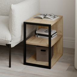 Decortie Echo 2 Shelf Oak Minimalist Modern Side Table - Size: 45 x 30 x 42cm - Brown - Wilko - thumbnail 6