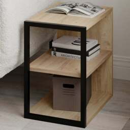 Decortie Echo 2 Shelf Oak Minimalist Modern Side Table - Size: 45 x 30 x 42cm - Brown - Wilko