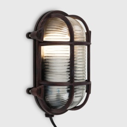 ValueLights Bow Rust Nautical Oval Bulkhead Warm LED Outdoor Wall Light - Size: 20 x 14 x 10cm - Brown - Wilko - thumbnail 5