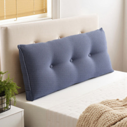 Living and Home Slate Blue Wedge Headboard Pillow with Side Pocket 100 x 50cm - Size: 50 x 100 x 20cm - Wilko - thumbnail 3