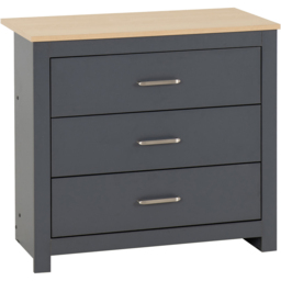 Seconique Portland 3 Drawer Grey and Oak Effect Chest of Drawers - Wilko - thumbnail 3