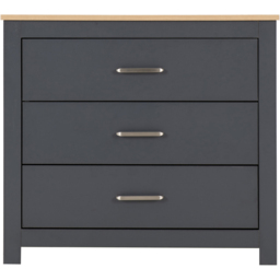 Seconique Portland 3 Drawer Grey and Oak Effect Chest of Drawers - Wilko - thumbnail 5