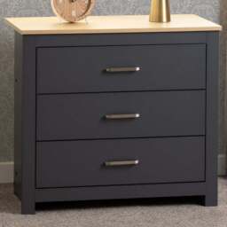 Seconique Portland 3 Drawer Grey and Oak Effect Chest of Drawers - Wilko