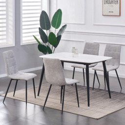 Henri Set of 4 Light Grey Faux Suede Leather Dining Chairs - MCC - Wilko - thumbnail 7