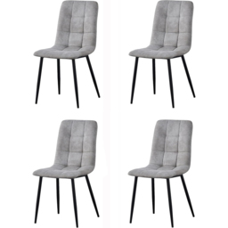 Henri Set of 4 Light Grey Faux Suede Leather Dining Chairs - MCC - Wilko - thumbnail 3