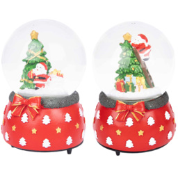 Single Shatchi Christmas Santa Tree Scene Resin Base Musical Snowglobe in Assorted Style - Size: 15 x 10 x 10cm - Multi - Wilko