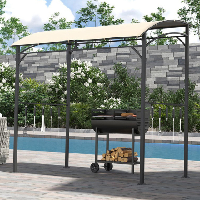 Outsunny 2.2 x 1.5m Beige Metal Frame BBQ Grill Gazebo Canopy - Size: 2 x 3m - Cream - Wilko - image 1
