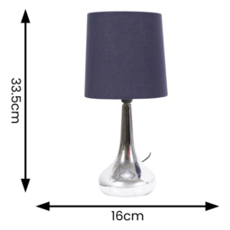 ValueLights Teardrop Navy Shade Chrome Touch Table Lamp with Bulb 2 Pack - Size: 33.5 x 16 x 16cm - Blue - Wilko - thumbnail 6