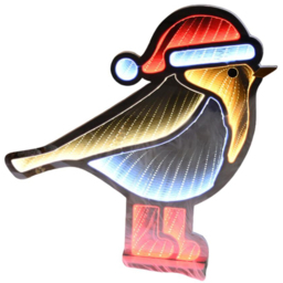 Samuel Alexander Red and White LED Light Up Christmas Robin Infinity Christmas Decoration 40cm - Size: 40cm x 37cm x 37cm - Multi - Wilko - thumbnail 3