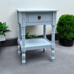 Acacia Home Art Deco Single Drawer Single Shelf Medium Pine Wood Side Table - Size: 65 x 45 x 35cm - Blue - Wilko - thumbnail 4
