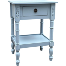 Acacia Home Art Deco Single Drawer Single Shelf Medium Pine Wood Side Table - Size: 65 x 45 x 35cm - Blue - Wilko - thumbnail 3