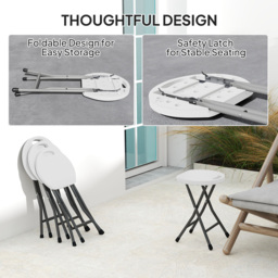 Outsunny White Folding Stool Set of 4 - Size: 45 x 29 x 32cm - Wilko - thumbnail 6
