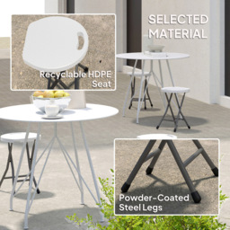 Outsunny White Folding Stool Set of 4 - Size: 45 x 29 x 32cm - Wilko - thumbnail 7