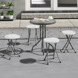 Outsunny White Folding Stool Set of 4 - Size: 45 x 29 x 32cm - Wilko - thumbnail 1