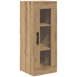 vidaXL Single Glass Door 3 Drawer Artisan Oak Tall Slim Highboard - Size: 120 x 45.5 x 31.5cm - Brown - Wilko - thumbnail 6