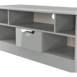 Crowndale Camden Single Drawer 5 Shelf Grey Gloss and Dusk Grey Low Corner TV Unit Ready Assembled - Size: 50 x 112 x 42cm - Grey Gloss & Dusk Grey - - thumbnail 6