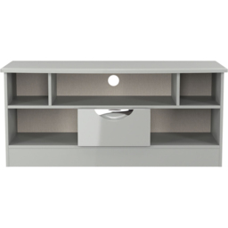 Crowndale Camden Single Drawer 5 Shelf Grey Gloss and Dusk Grey Low Corner TV Unit Ready Assembled - Size: 50 x 112 x 42cm - Grey Gloss & Dusk Grey - - thumbnail 3