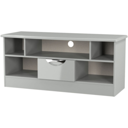 Crowndale Camden Single Drawer 5 Shelf Grey Gloss and Dusk Grey Low Corner TV Unit Ready Assembled - Size: 50 x 112 x 42cm - Grey Gloss & Dusk Grey - - thumbnail 5