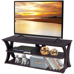 Costway 2 Shelf Brown TV Unit - Size: 127 x 48 x 12cm - Multi - Wilko - thumbnail 4