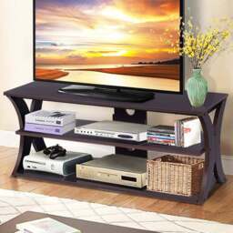 Costway 2 Shelf Brown TV Unit - Size: 127 x 48 x 12cm - Multi - Wilko