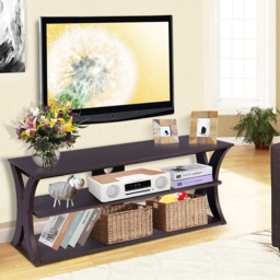 Costway 2 Shelf Brown TV Unit - Size: 127 x 48 x 12cm - Multi - Wilko - thumbnail 5