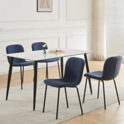 Bella Set of 4 Blue Teddy Faux Fur Stitched Design Dining Chairs - MCC - Wilko - thumbnail 7