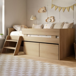 Flair Logan Oak Low Sleeper Bed with Storage and Moveable Ladder - Size: 79.3 x 124 x 195.6cm - Wilko - thumbnail 1