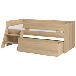 Flair Logan Oak Low Sleeper Bed with Storage and Moveable Ladder - Size: 79.3 x 124 x 195.6cm - Wilko - thumbnail 5