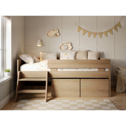 Flair Logan Oak Low Sleeper Bed with Storage and Moveable Ladder - Size: 79.3 x 124 x 195.6cm - Wilko - thumbnail 6