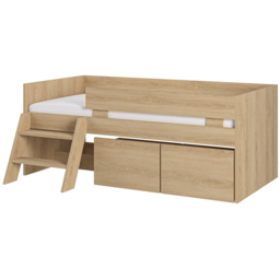 Flair Logan Oak Low Sleeper Bed with Storage and Moveable Ladder - Size: 79.3 x 124 x 195.6cm - Wilko - thumbnail 3